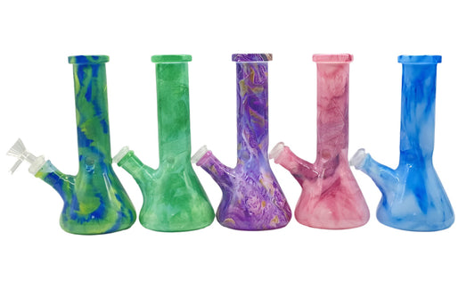 Jade Stone Texture Glass Water Pipe Beaker (8")